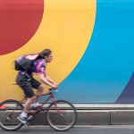 Man cycling on street