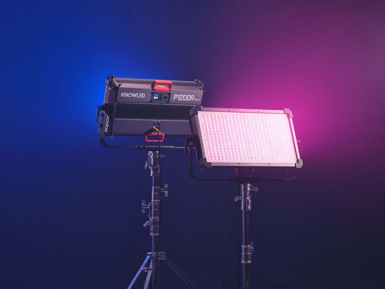 Godox P1200R Hard, panel light positioned in studio environment