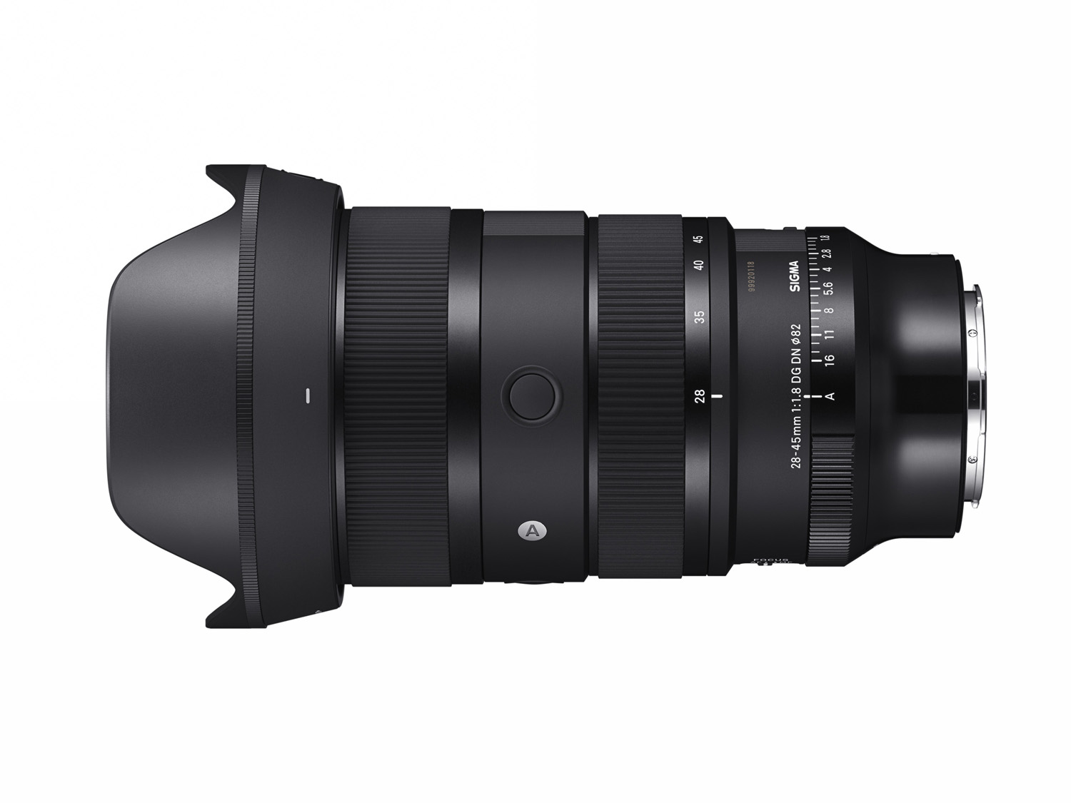 Product photo of the 28-45mm f/1.8 DG DN Art lens on white background