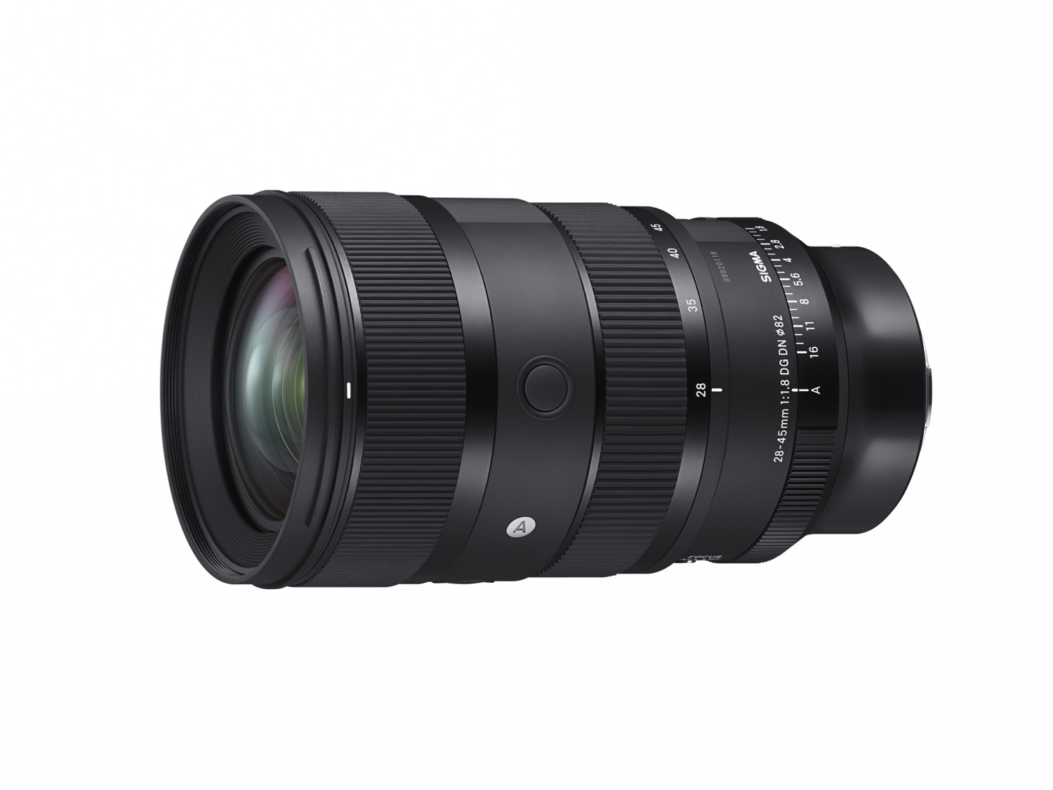 Product photo of the 28-45mm f/1.8 DG DN Art lens on white background