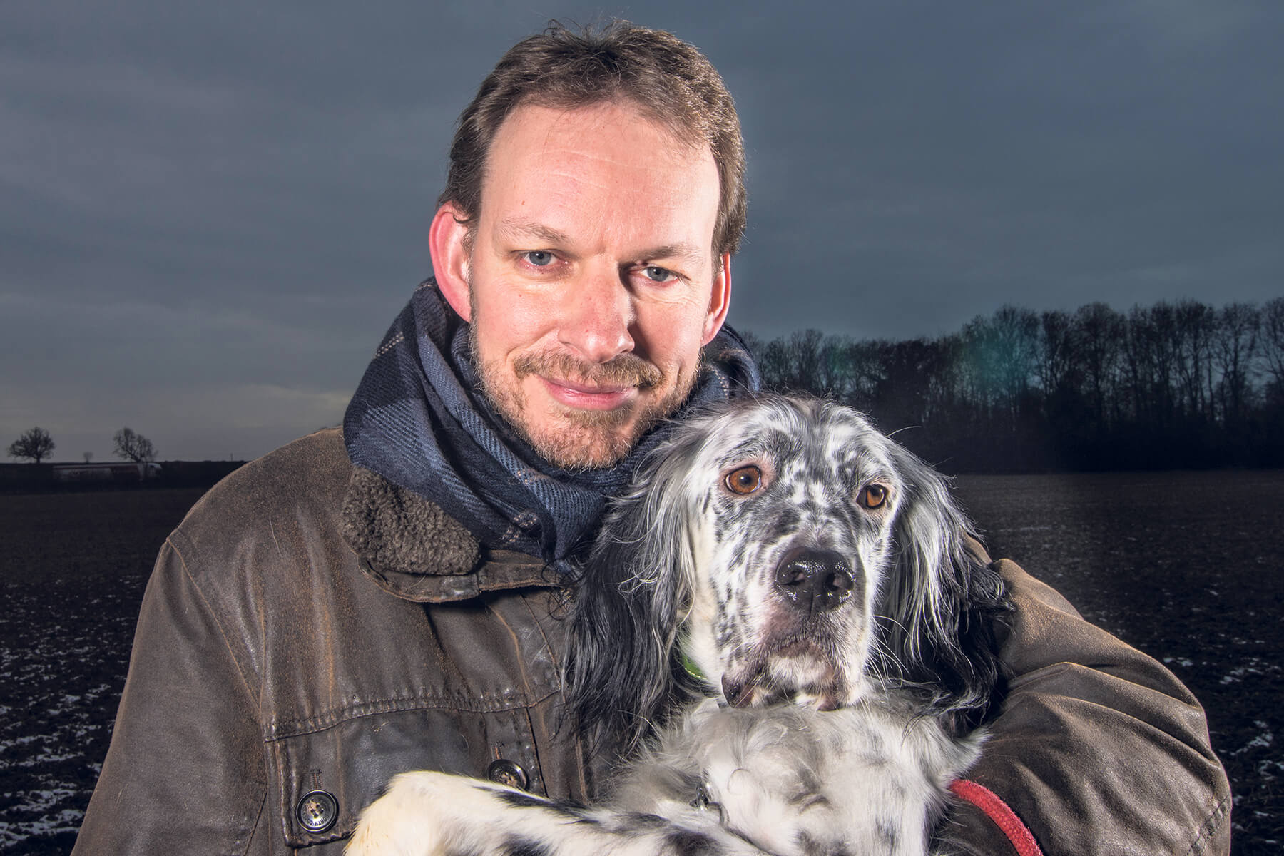 Portrait of man with dog