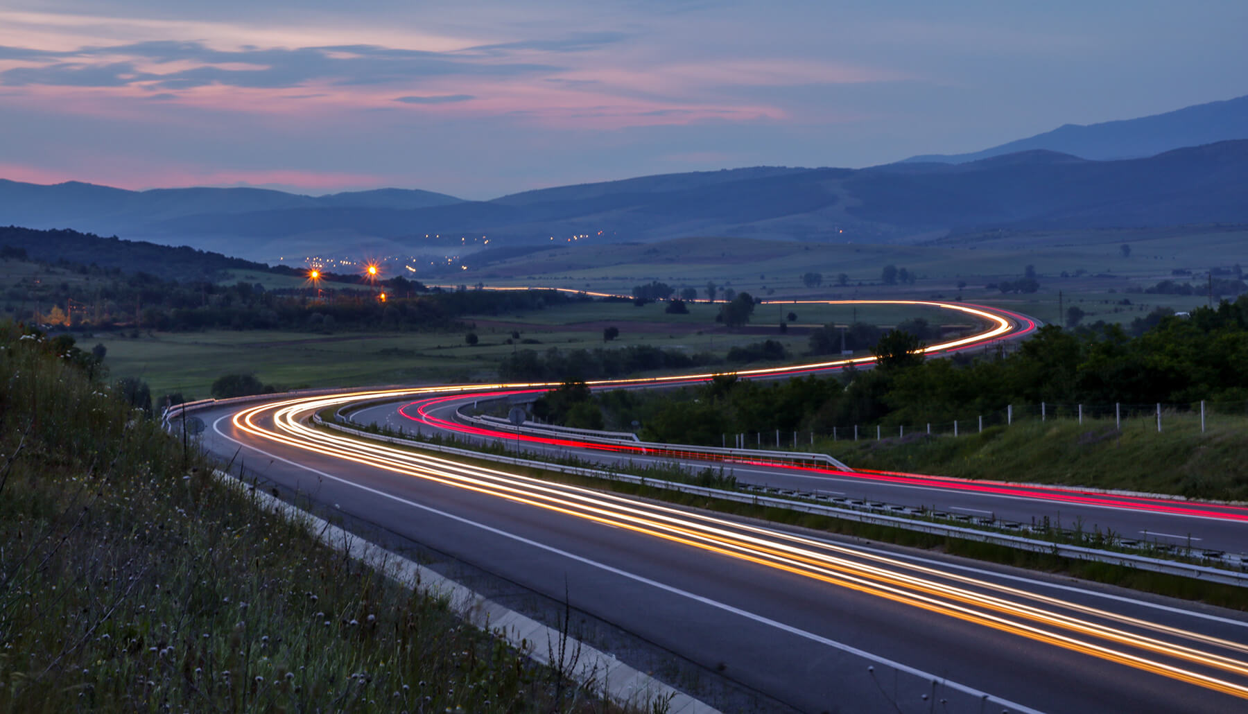 Light trails landscape